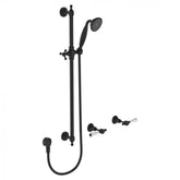 Fienza Lilian Shower Set Complete Lever Matte Black / White Handles